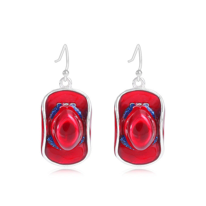 Wholesale American Independence Day Alloy Oil Drop Flag Pentagram Angel Earrings ACC-ES-BinLi003