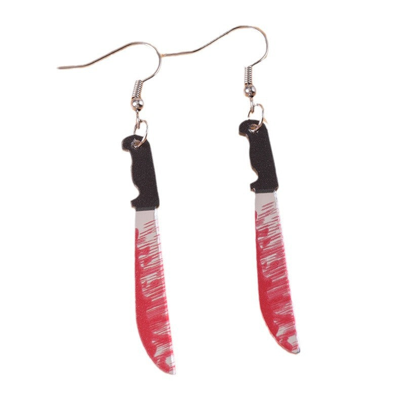 Wholesale  Personality Blooded Pliers Knife Acrylic Earrings