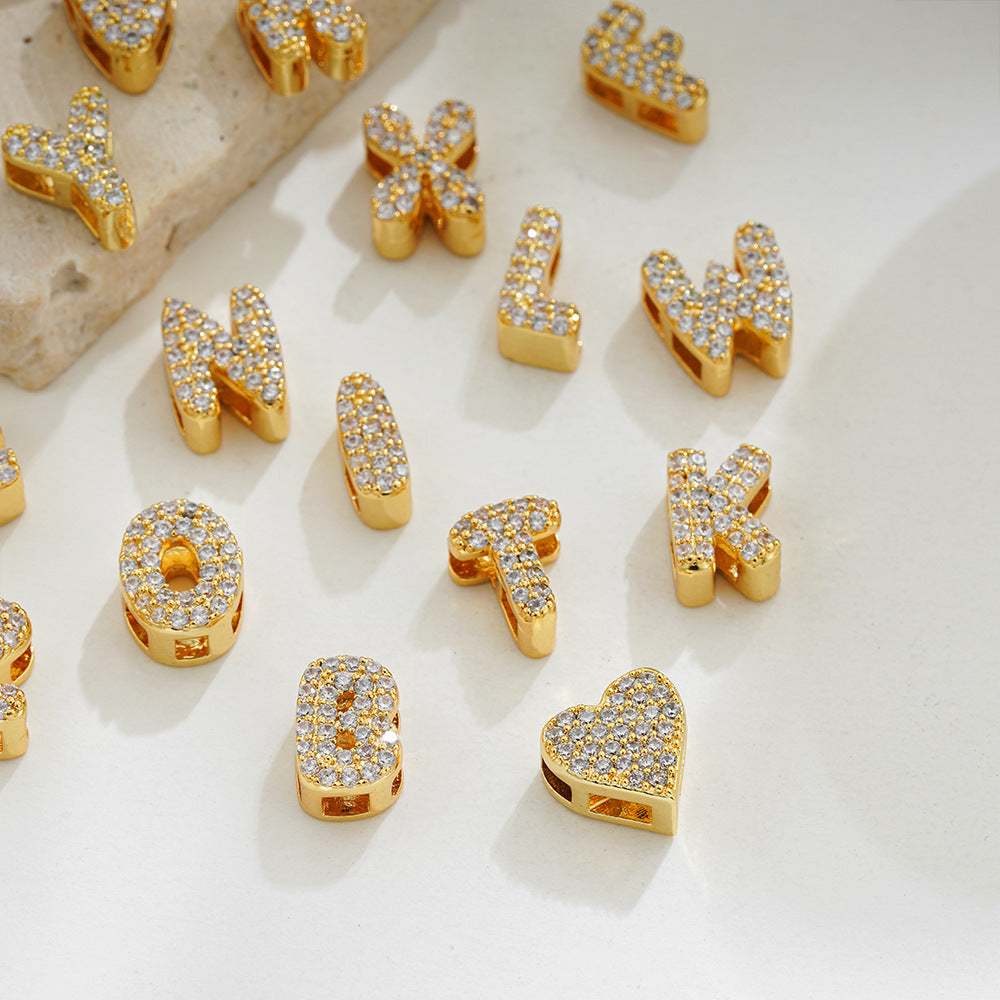 Wholesale  18k gold zircon balloon bubble 26 English letter pendant necklace