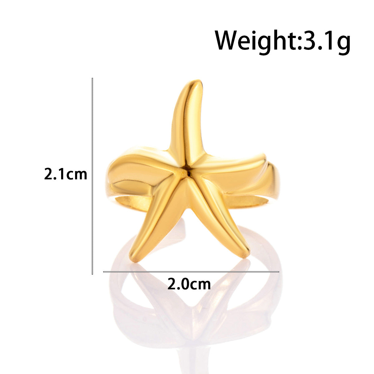 Wholesale Titanium steel  smooth starfish love  simple versatile opening adjustable ring