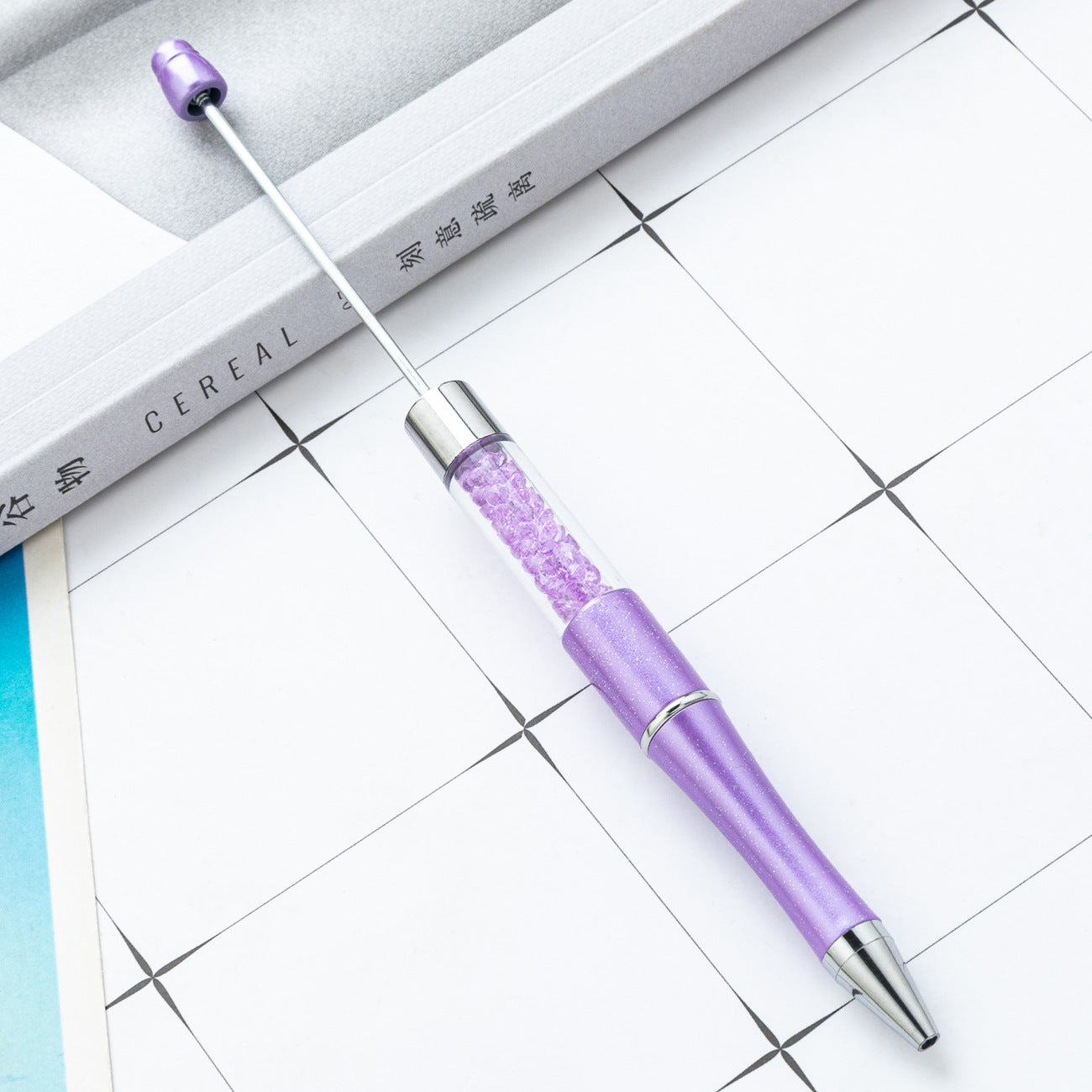 Wholesale DIY Crystal Beadable Pens Multi-Color Rotating Plastic Pen