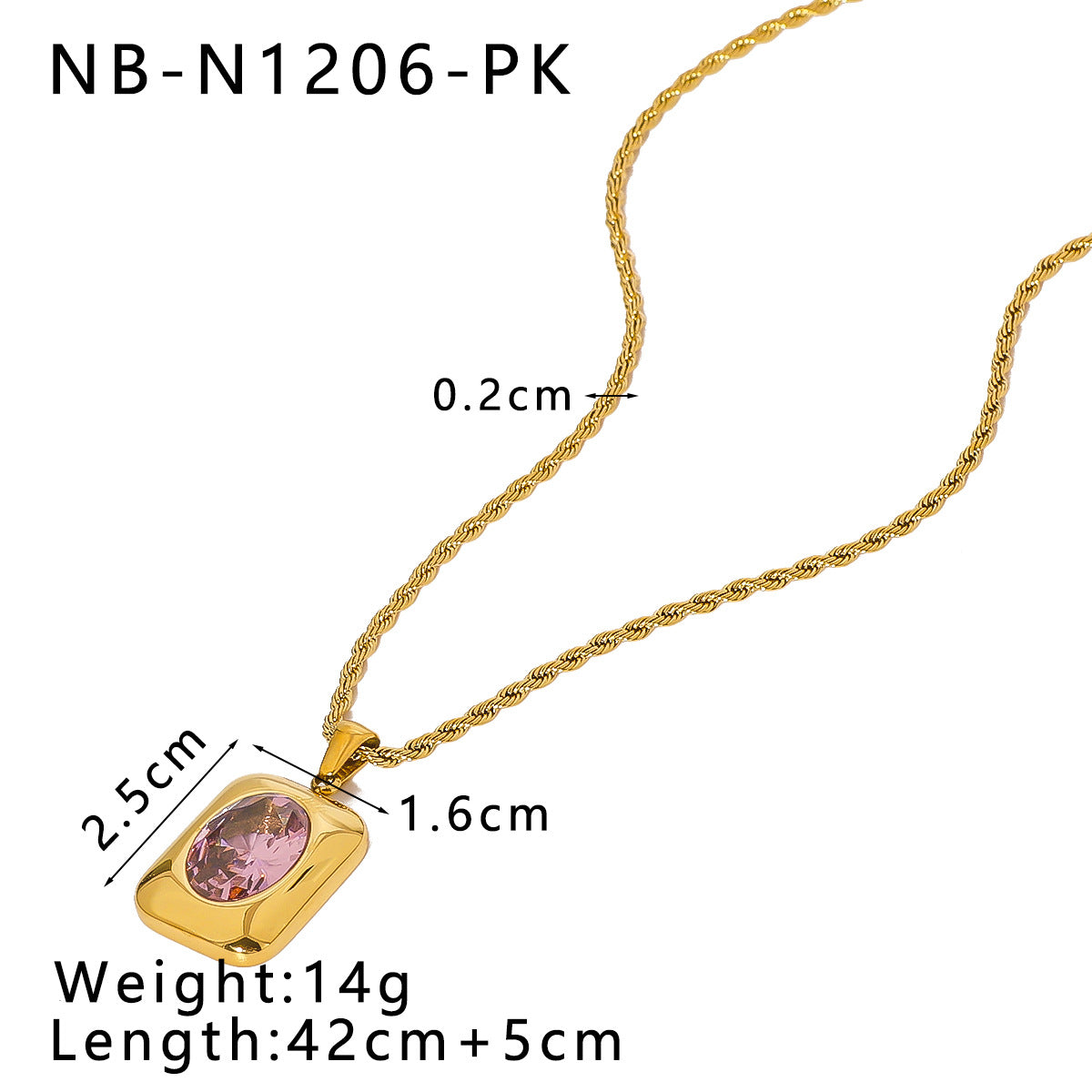 Wholesale 18K Gold Stainless Steel Pendant with Zircon and Twisted Chain Choker Necklaces ACC-NE-XinY008