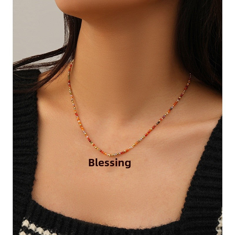 Wholesale Colorful Zircon Beaded Oil Butterfly Necklace