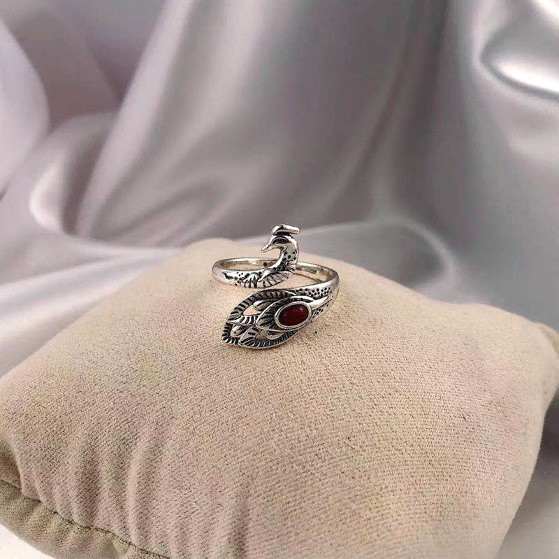 Wholesale 3D Silver Peacock Ring ACC-RS-YuMei013