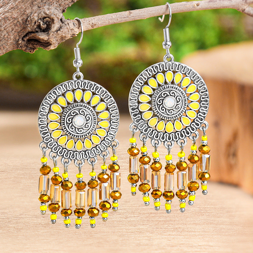 Wholesale Bohemian Tassel Earrings,  Handmade Beaded Alloy Earrings for Seaside Vacations,  Trendy Jewelry Accessory