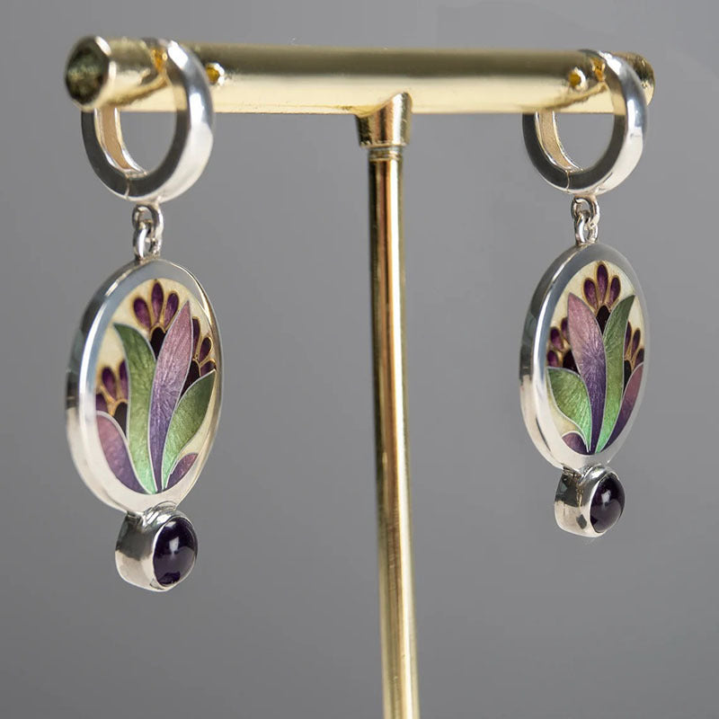 Wholesale Flower Purple Diamond Earrings