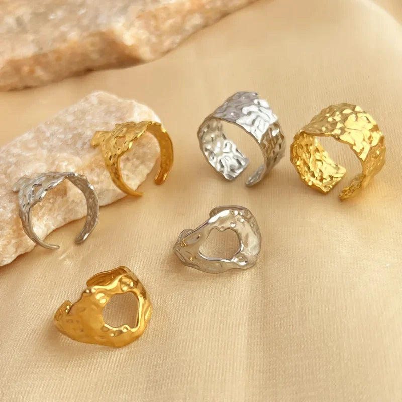 Wholesale Geometric Wide Face Stainless Steel Ring