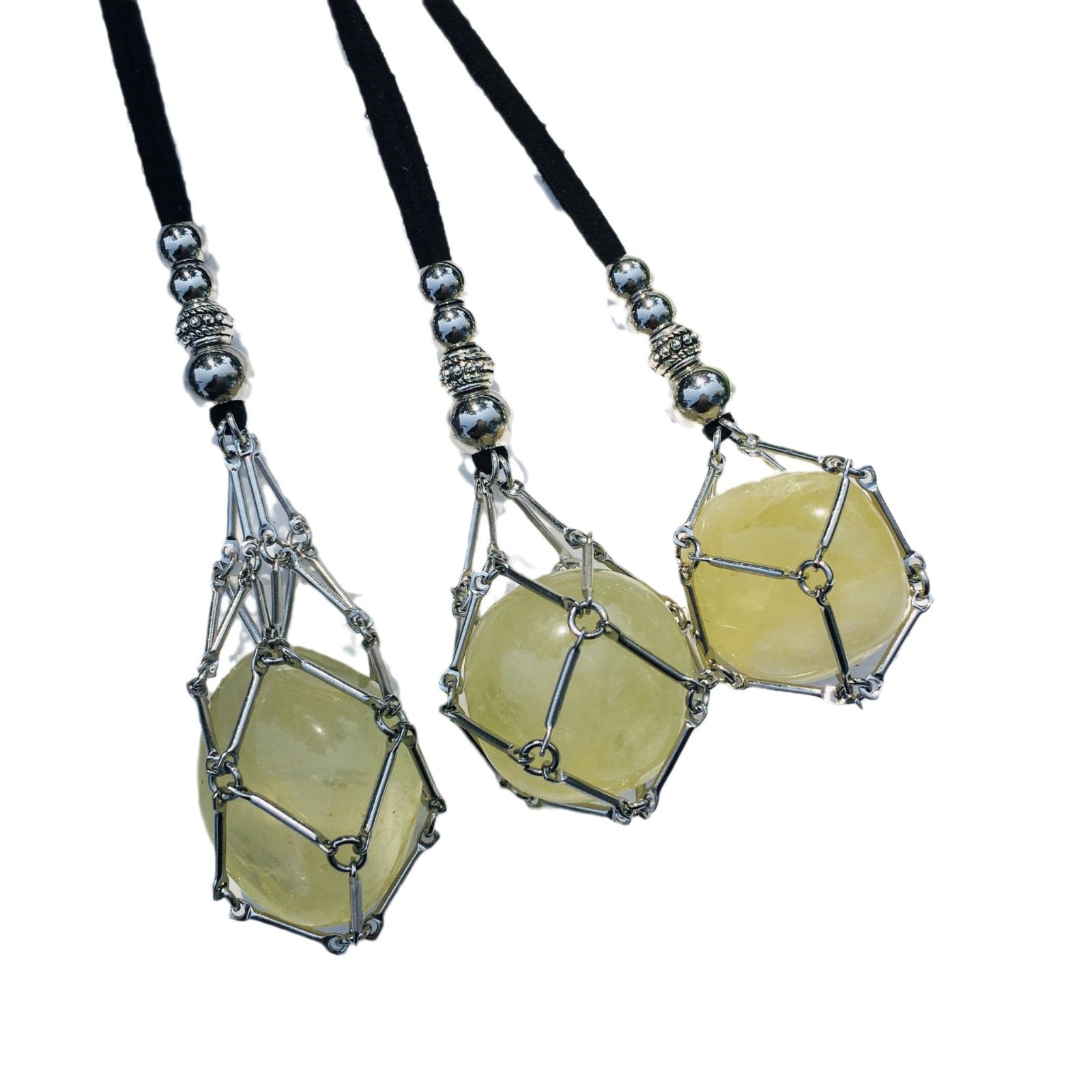 Wholesale Crystal Natural Stone Bamboo Adjustable Metal Mesh Necklace ACC-NE-RongGuan001