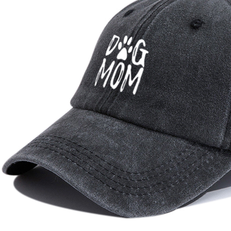 Wholesale Distressed Washed DOG MOM Printed Cotton Baseball Cap Hat Mother's Day ACC-HT-BenDe006