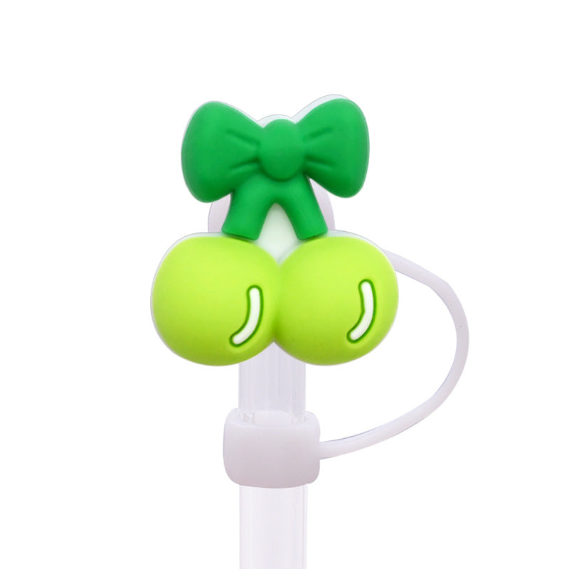 Wholesale Random 100pcs Multicolor Cherry Straw Cover 10MM Straw Tube Cap