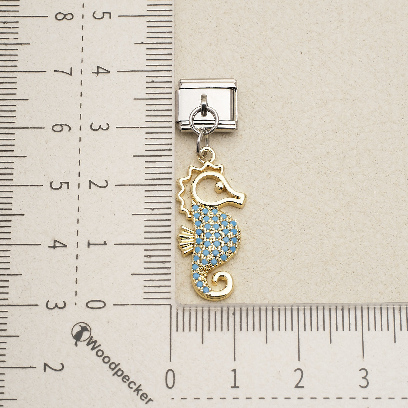 Wholesale Stainless Steel Electroplated Light Blue Heart Sun Seahorse Charm Bracelet DIY Fashion Accessory Gift