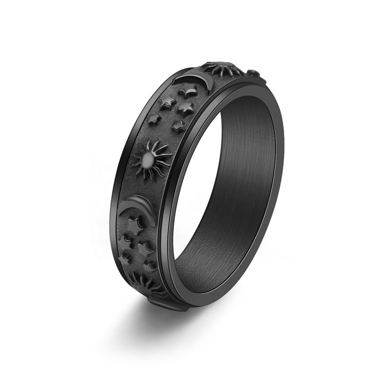 Wholesale 6mm wide Star Moon Sun rotatable ring