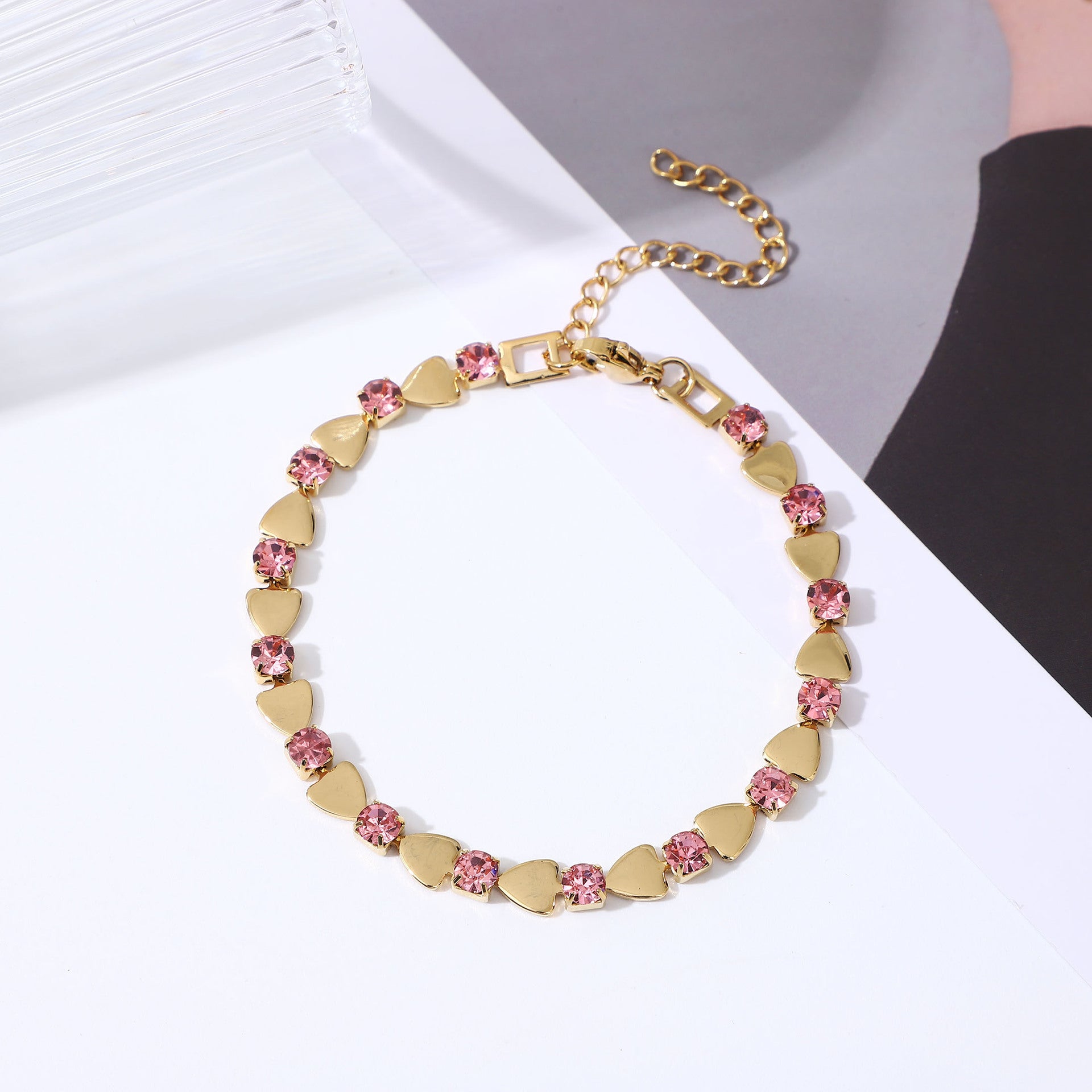 Wholesale 10pcs Titanium Steel Color Diamond 18K Gold Geometric Bracelet