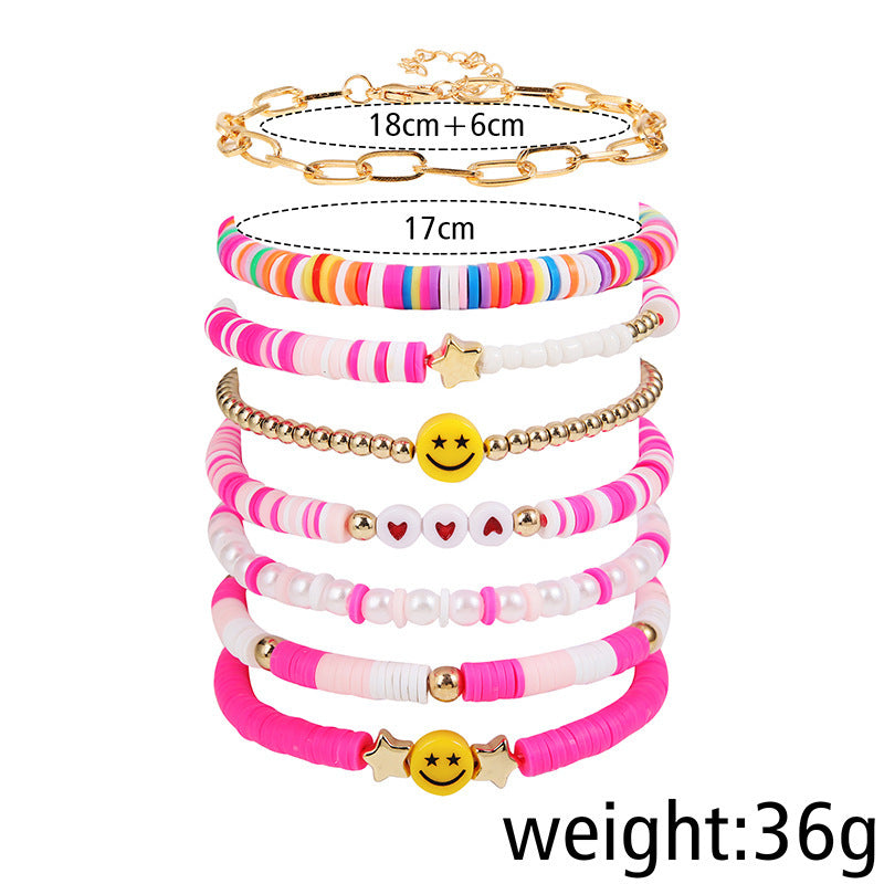 Wholesale  colorful soft pottery name bracelet suit