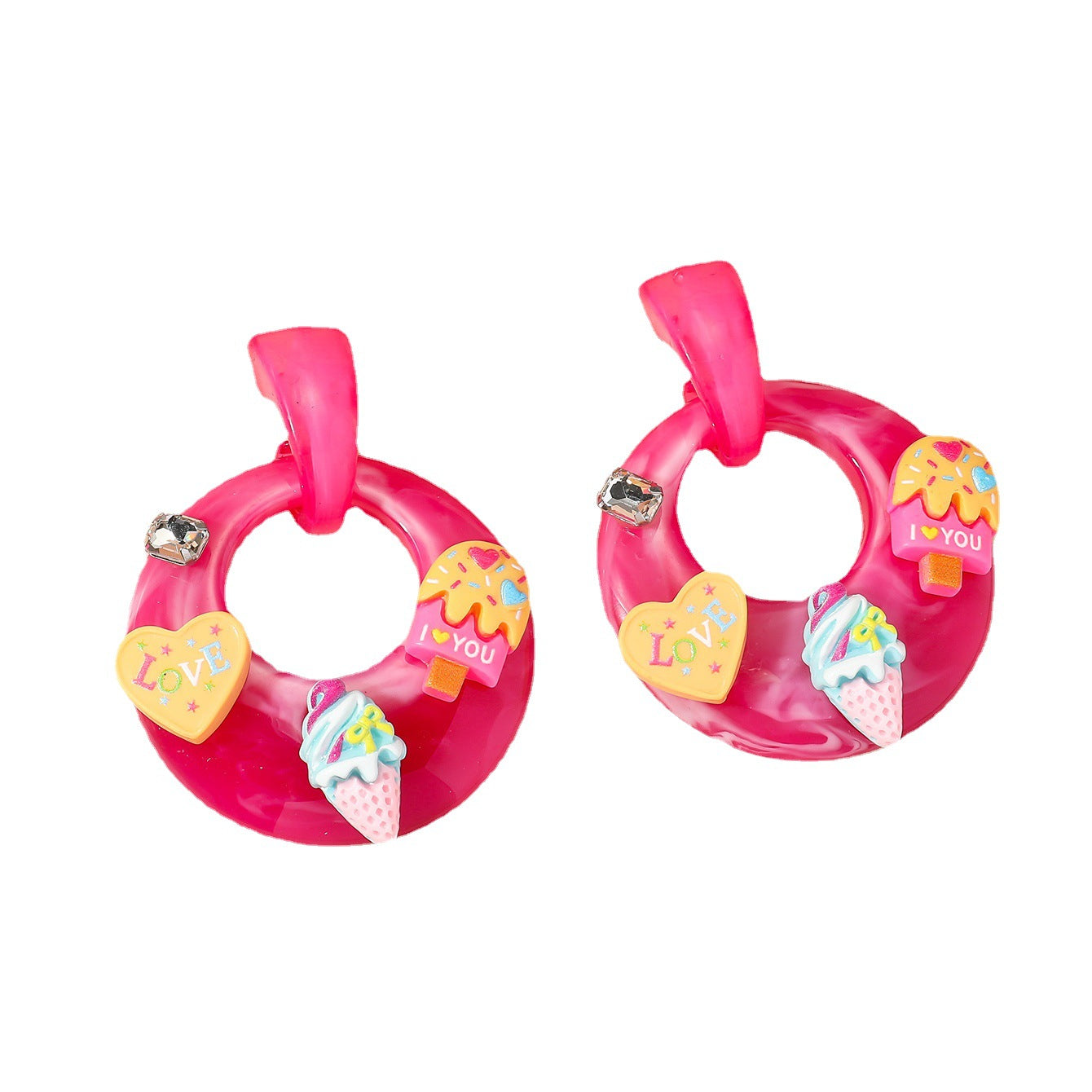 Wholesale Acrylic Hoop Sweet Earrings Cute Earrings ACC-ES-JunJie005