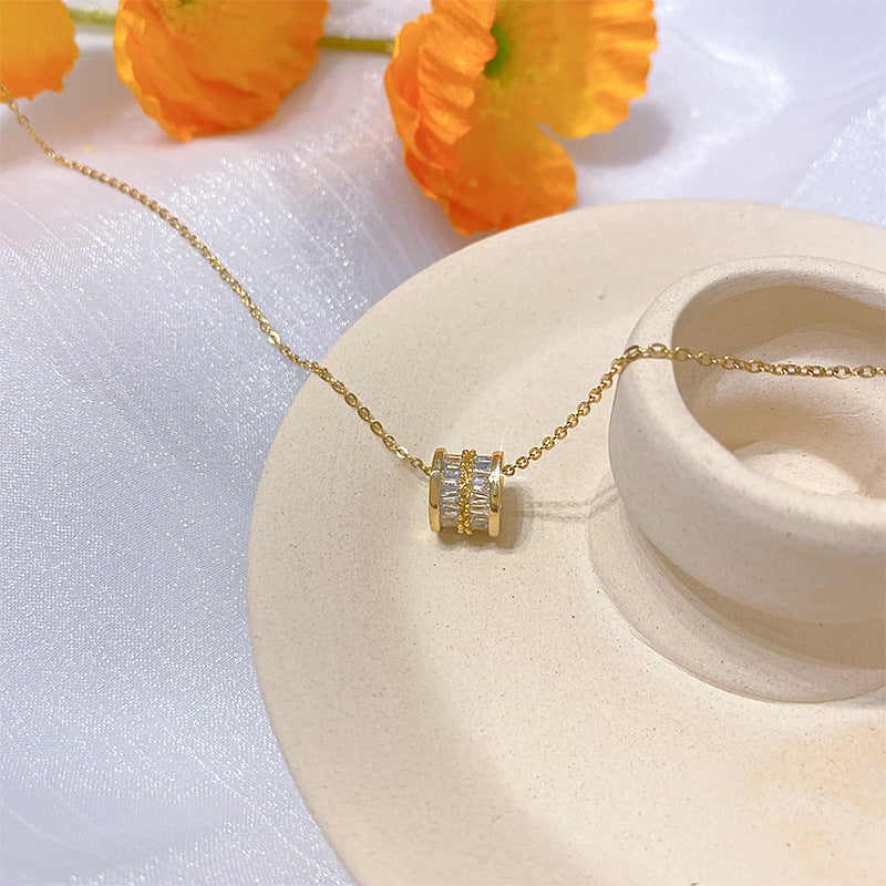 Wholesale Electroplated Titanium Steel Necklace Micro-embedded Clavicle Chain Choker Necklace ACC-NE-Xiyue003