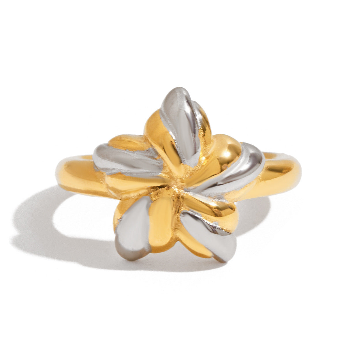 Wholesale 18K Gold Stainless Steel Gold and Silver Color Matching Five-Pointed Star Open  Ring