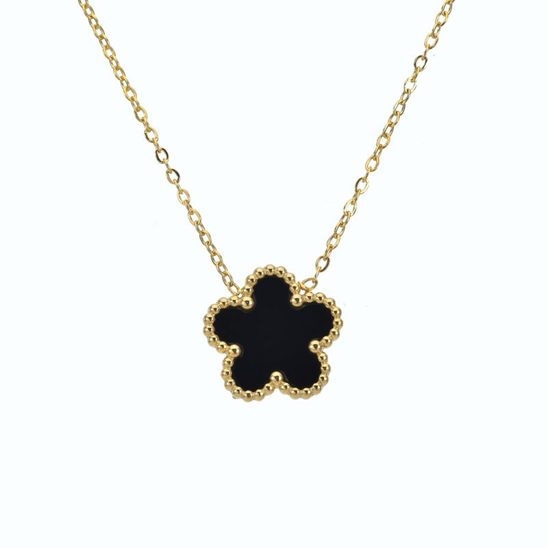 Wholesale Four-leaf Clover Plum Blossom 15MM Titanium Steel Necklace Choker Necklaces ACC-NE-QianHui001