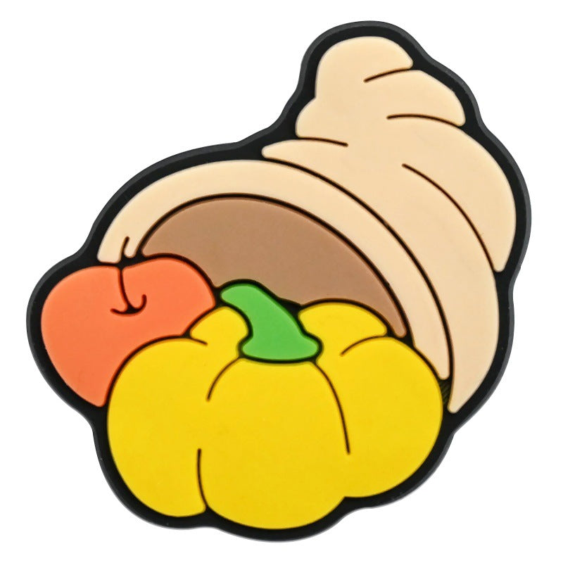 Wholesale   Random 100pcs Thanksgiving series PVC Soft Rubber Shoe Buckle Decoration