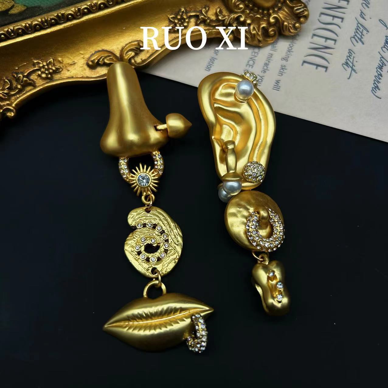 Wholesale Vintage Nose Mouth Ear Expression Earrings