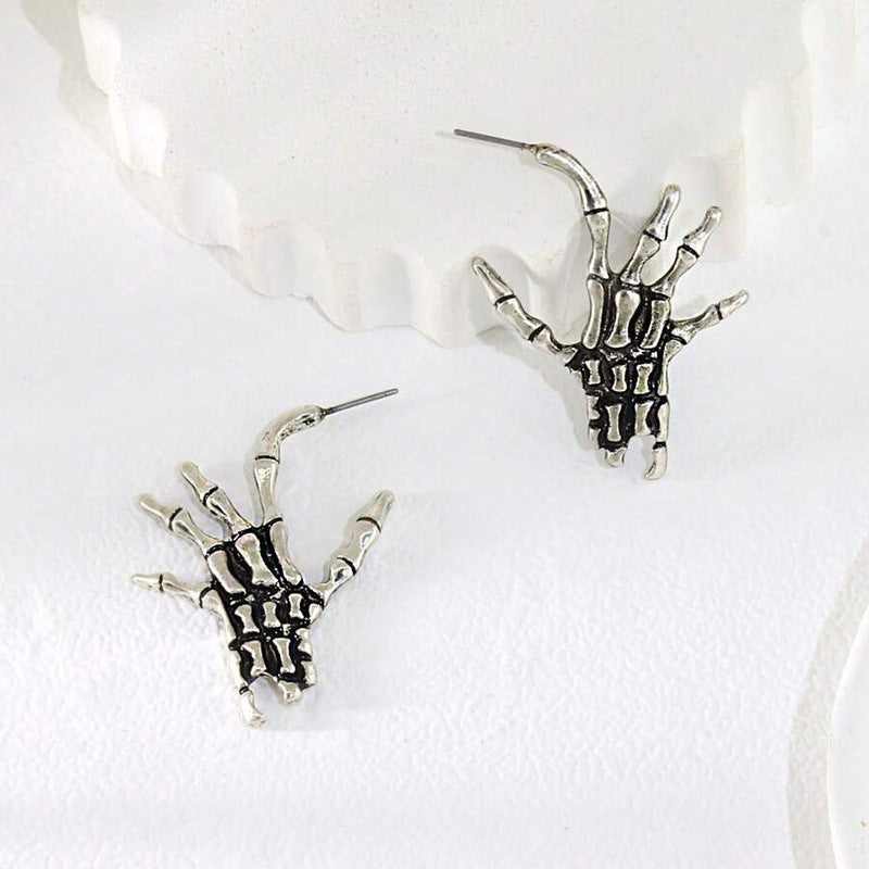 Wholesale  Personality Skull Palm Gothic Earrings