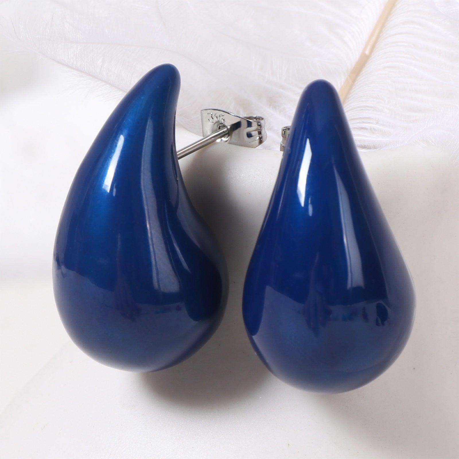 Wholesale Stainless Steel Colorful Oil Drop Geometric Earrings