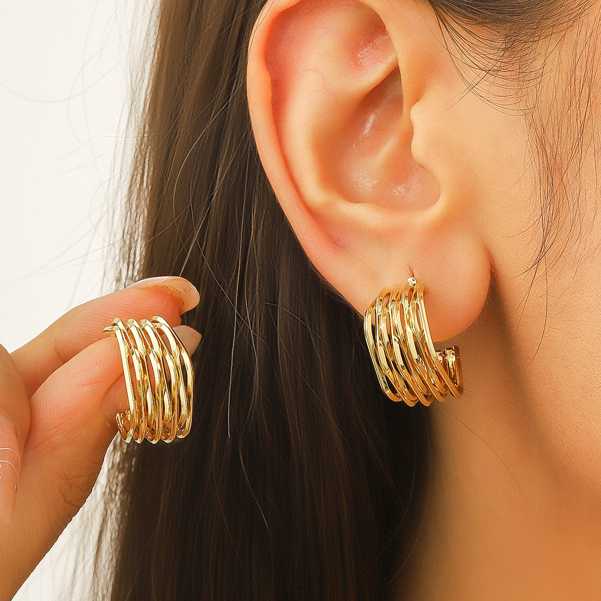 Wholesale exaggerated fashion personality metal sense  geometric large earrings