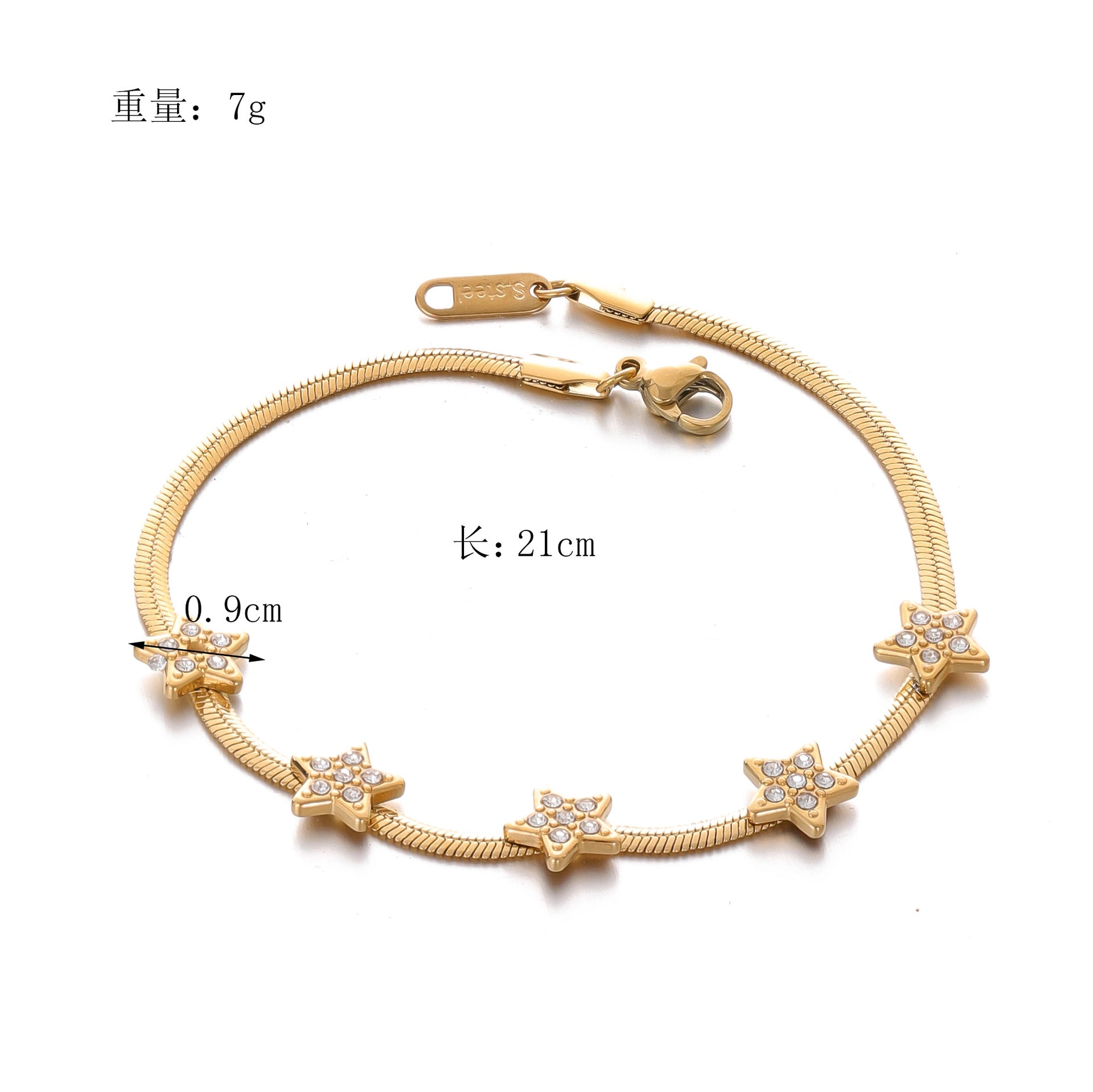Wholesale Stainless Steel Five-pointed Star Diamond Bracelet