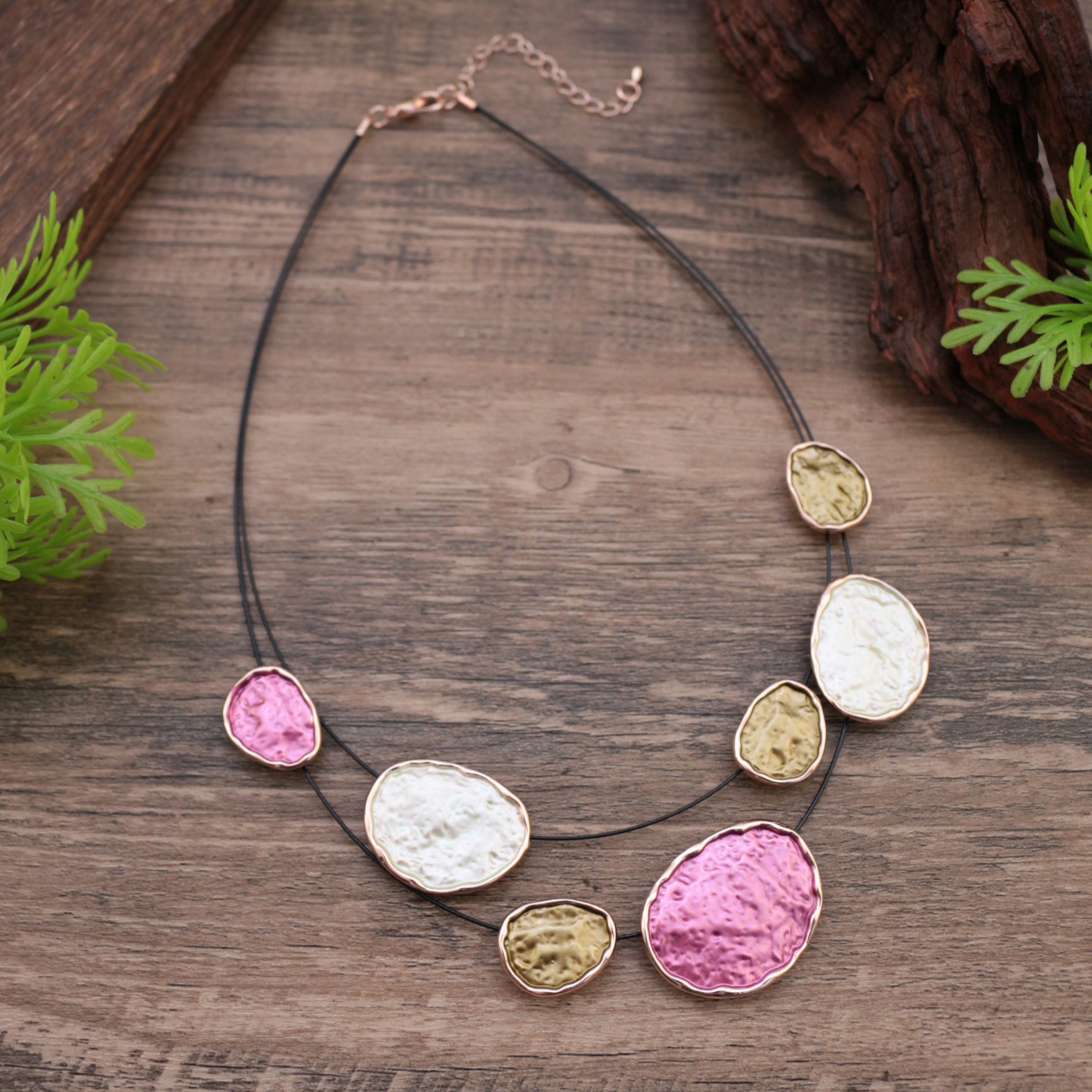 Wholesale  Colorful Round Irregular Alloy Necklace Drip Oil Exaggerated Shape Necklaces