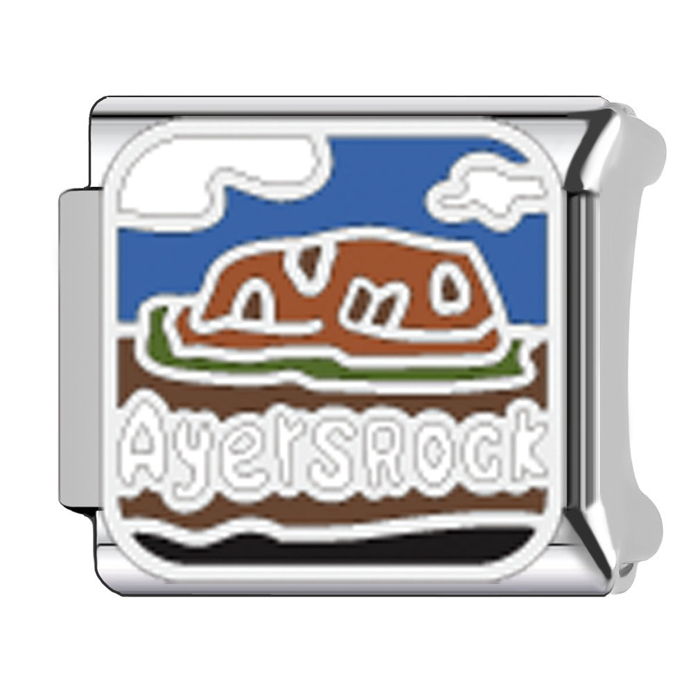 Wholesale   Italian Charm Bracelet 9mm DIY Egyptian pyramid landmark Creative Stainless Steel Composable Bracelet