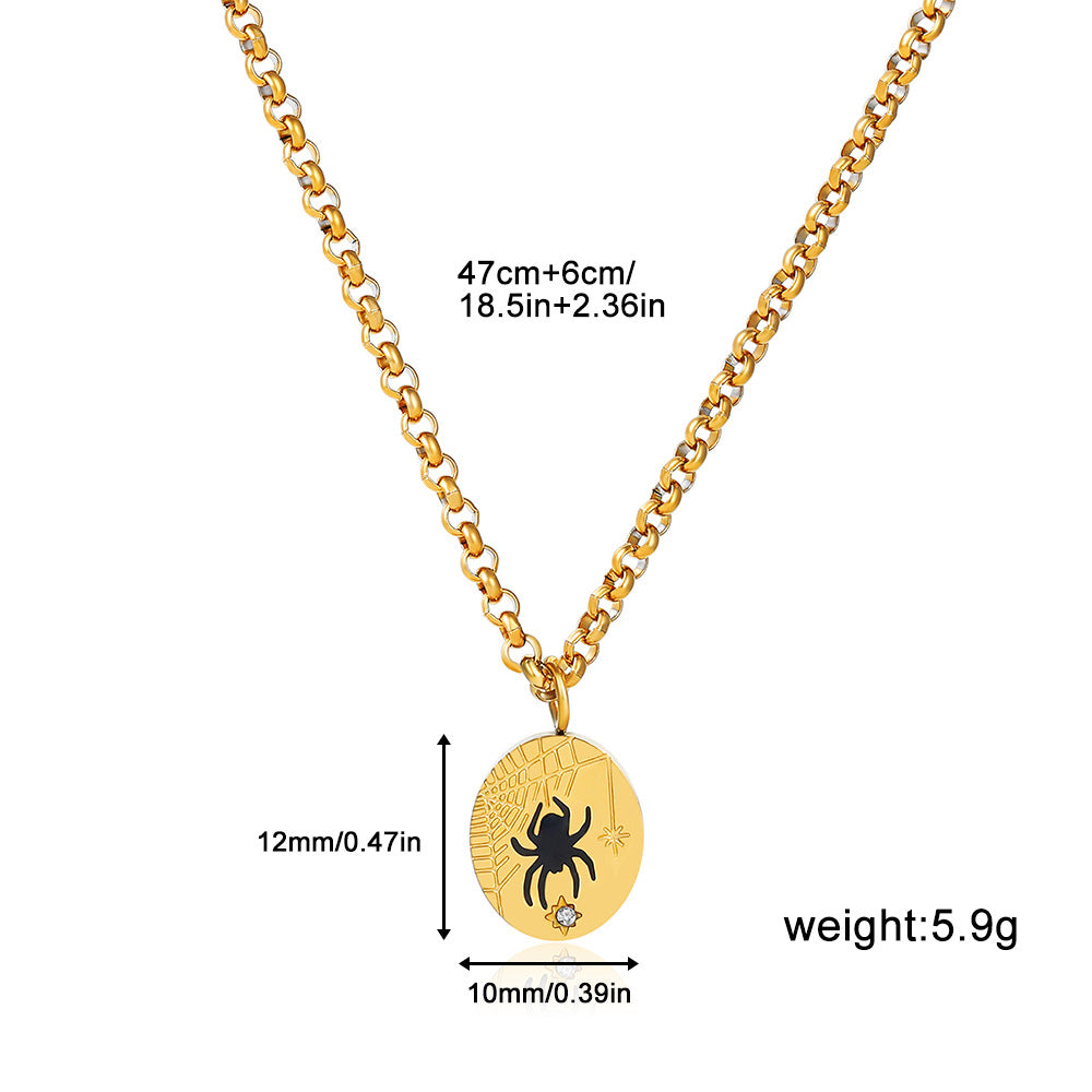 Wholesale Stainless Steel Gold Painted Snake Shell Scorpion Totem Pendant Necklace