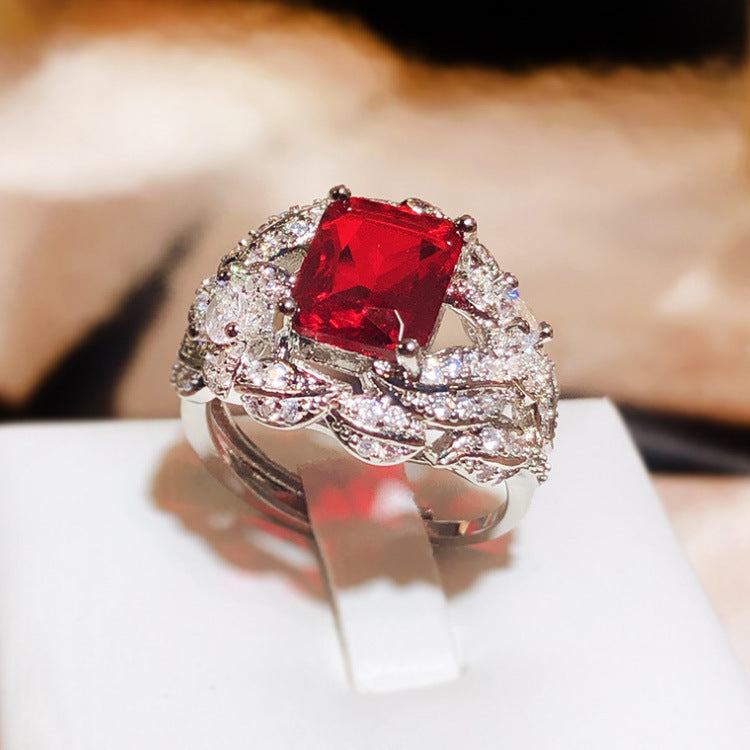 Wholesale creative fashion female zircon rings  red jewelry