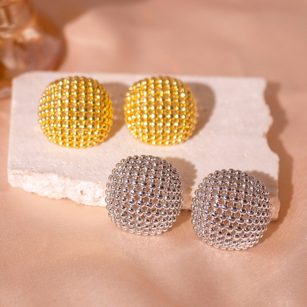 Wholesale Real Gold Electroplated Hollow Geometric Earrings