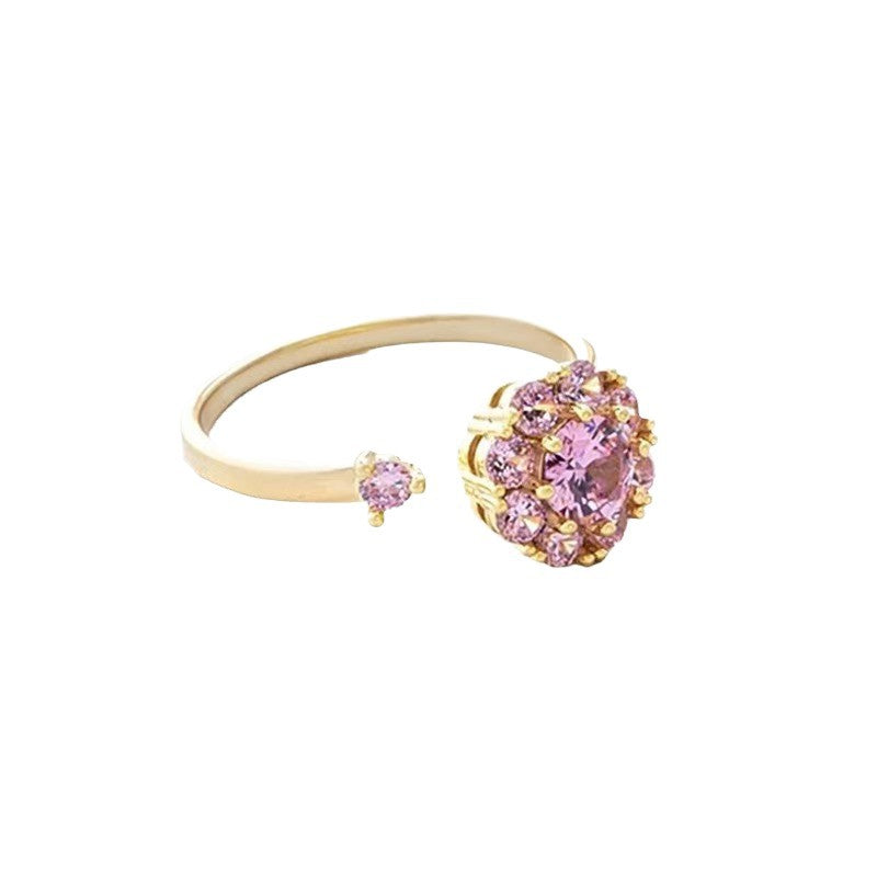 Wholesale Gold Plated Rotatable Flower Ring Women' s Jewelry Accessory