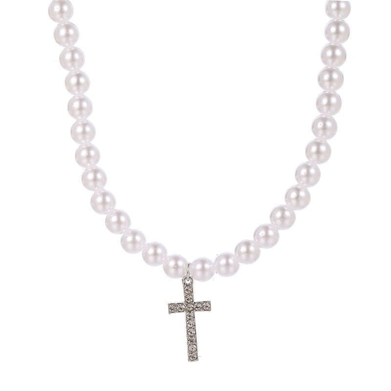 Wholesale Cross Diamond Pearl Necklace