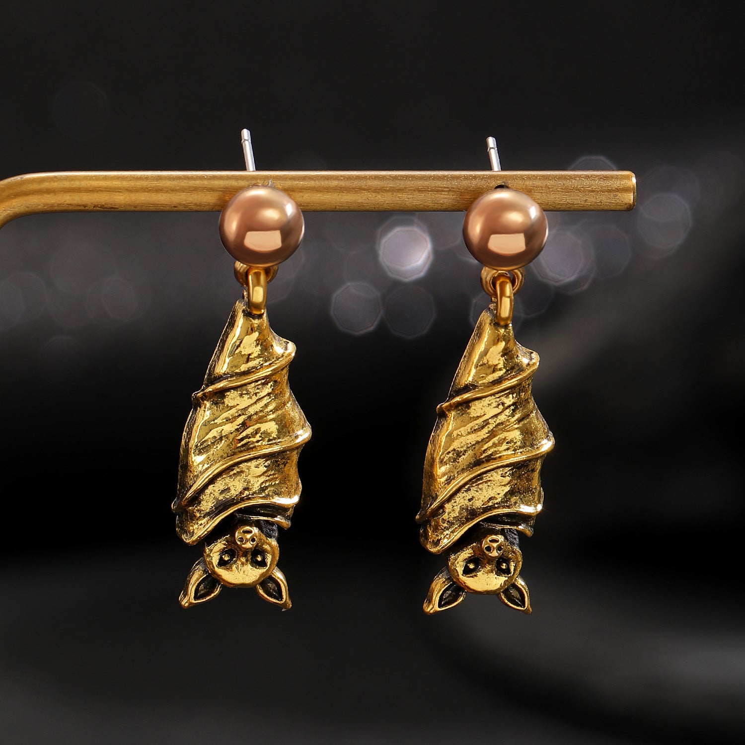 Wholesale Trendy Bat Earrings - Vintage Gold Zinc Alloy -  Jewelry Fashion Accessory
