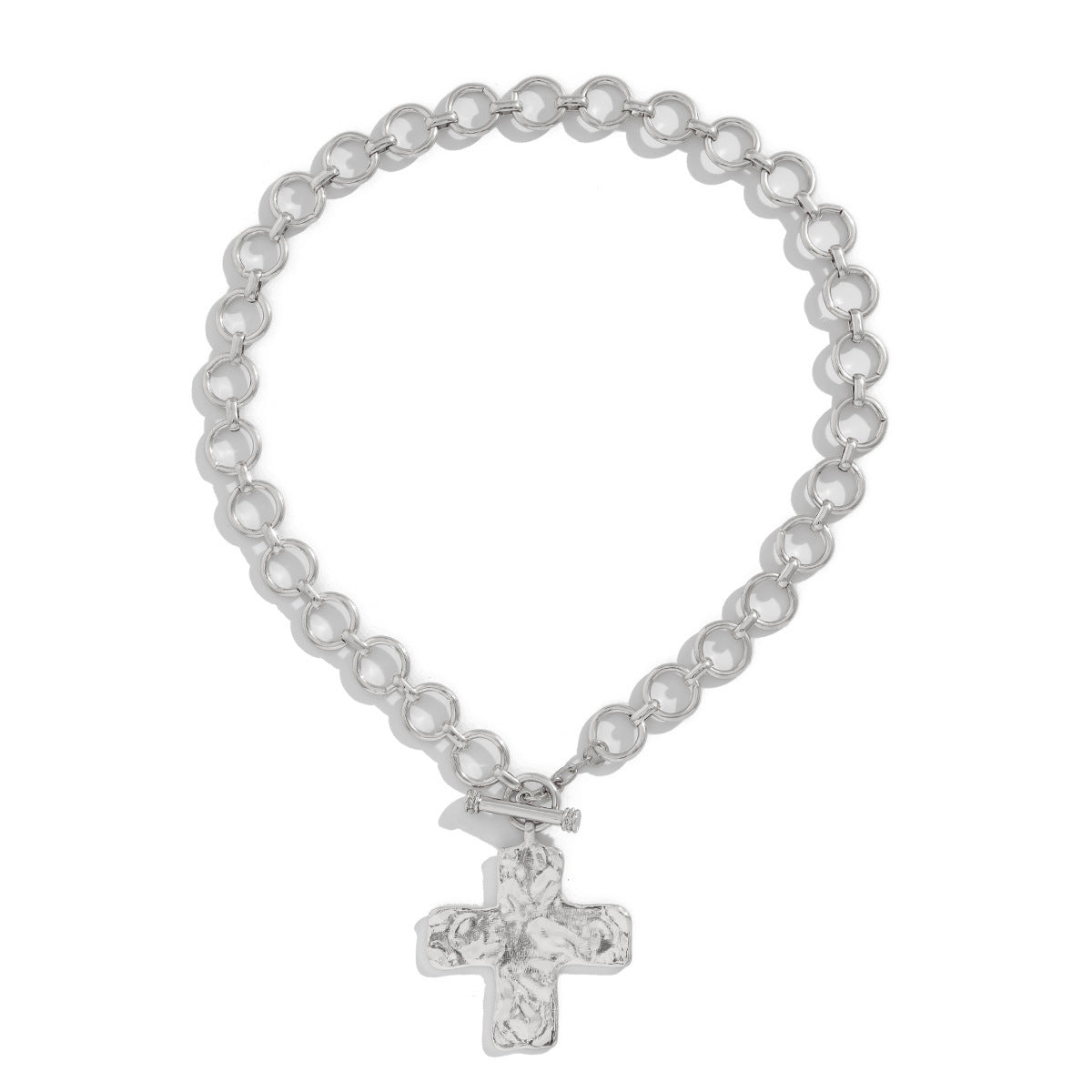 Wholesale Punk Cross Necklace With Heart Pendant For Women OT Chain Clavicle Jewelry Accessory Trendy Gift For Boutique Resale