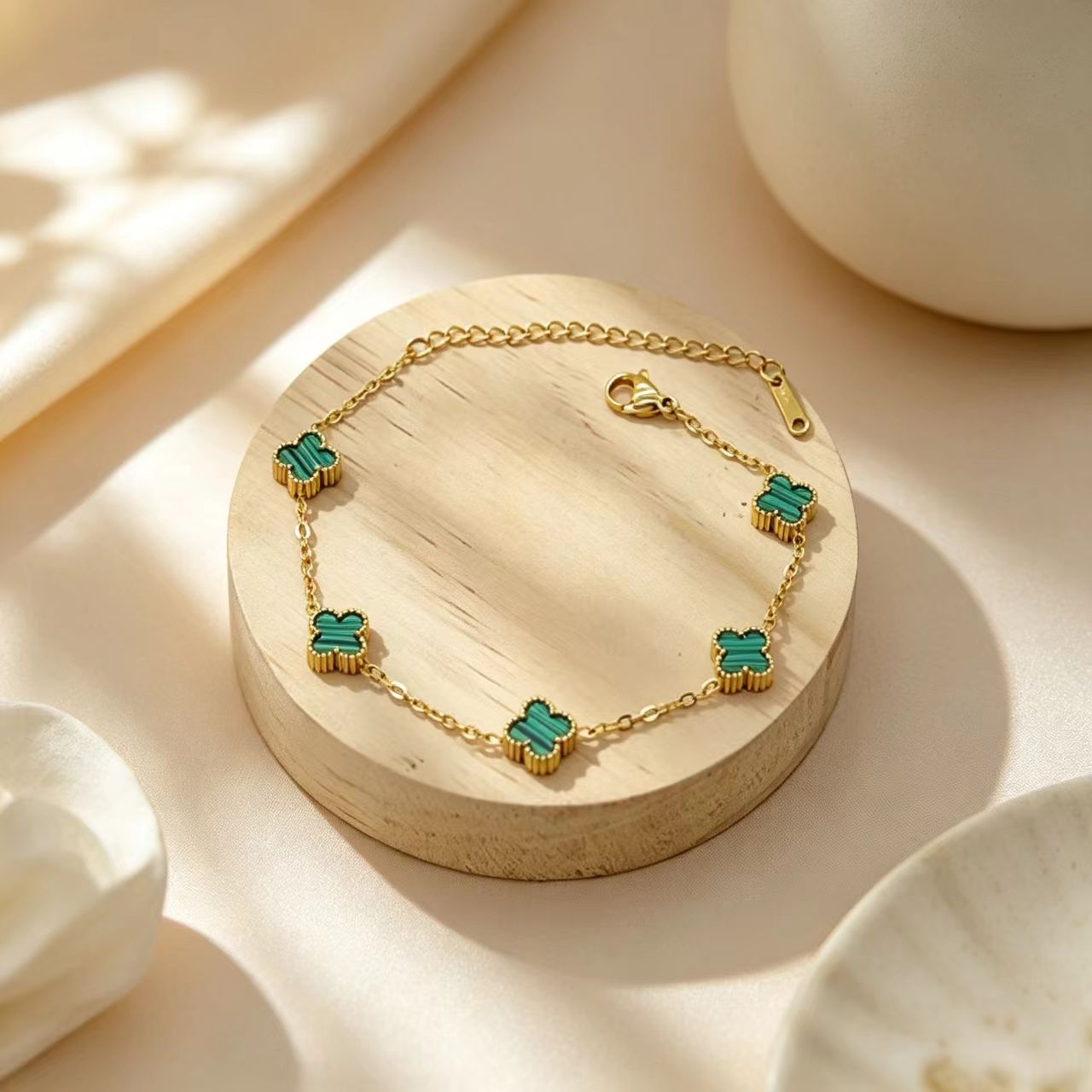 Wholesale Gold Plated Stainless Steel Four Leaf Clover Bracelet Fashion Jewelry for Women