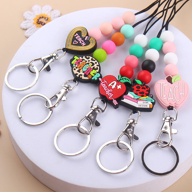 Wholesale Cartoon Silicone Beaded Apple Necklace Keychain Creative Keychain ACC-KC-GuangTian044