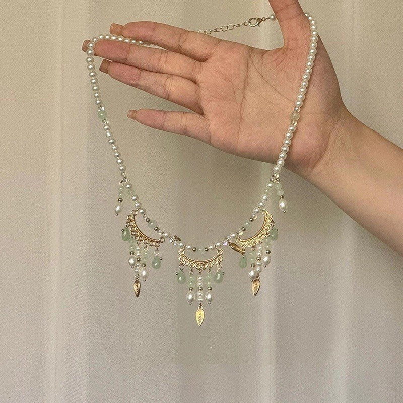 Wholesale  Green Tassel Pearl Necklace