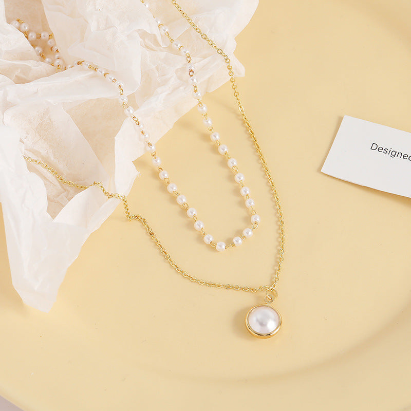 Wholesale  small pearl necklace clavicle chain stacked pearl necklace