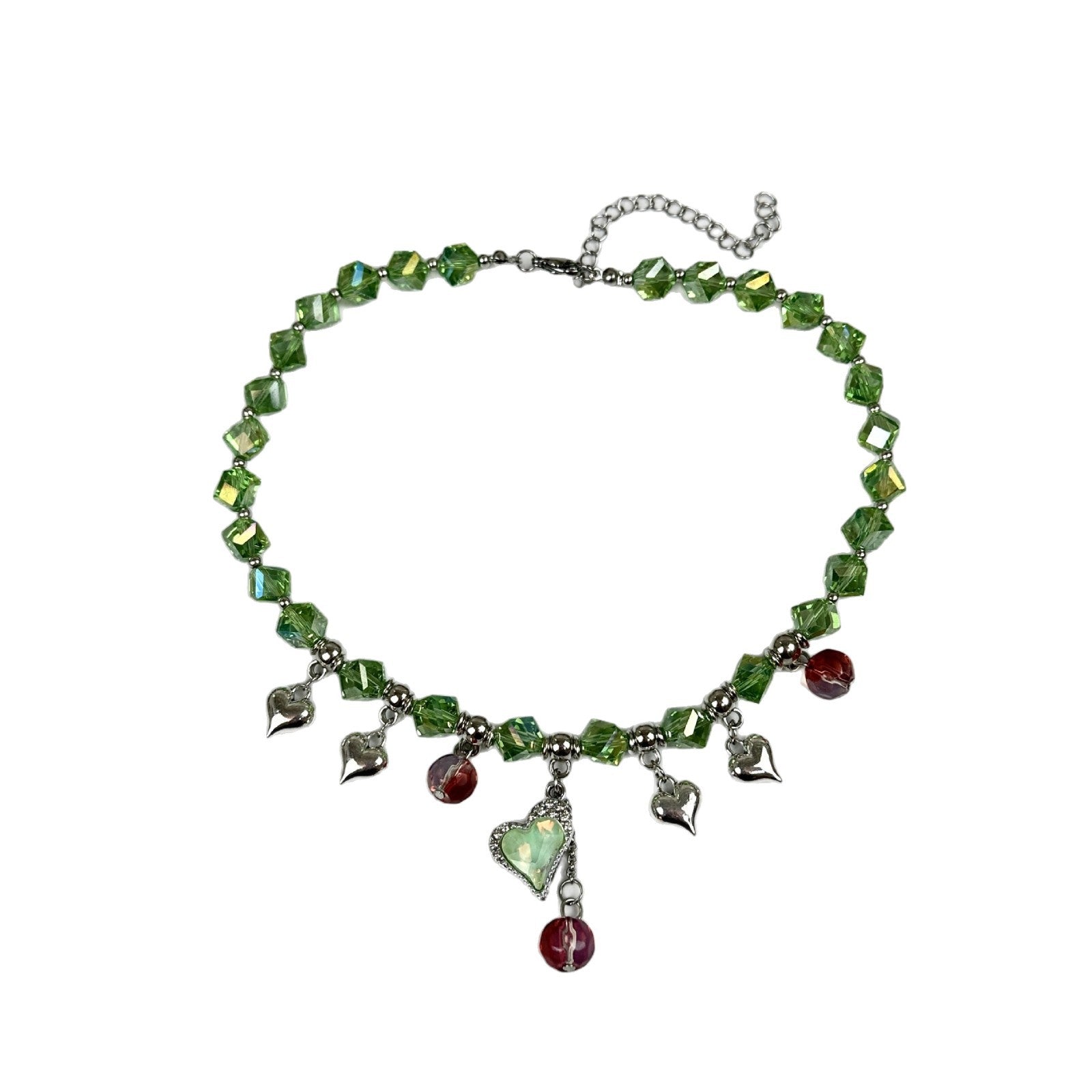 Wholesale Green Crystal Beaded Sweater Necklace