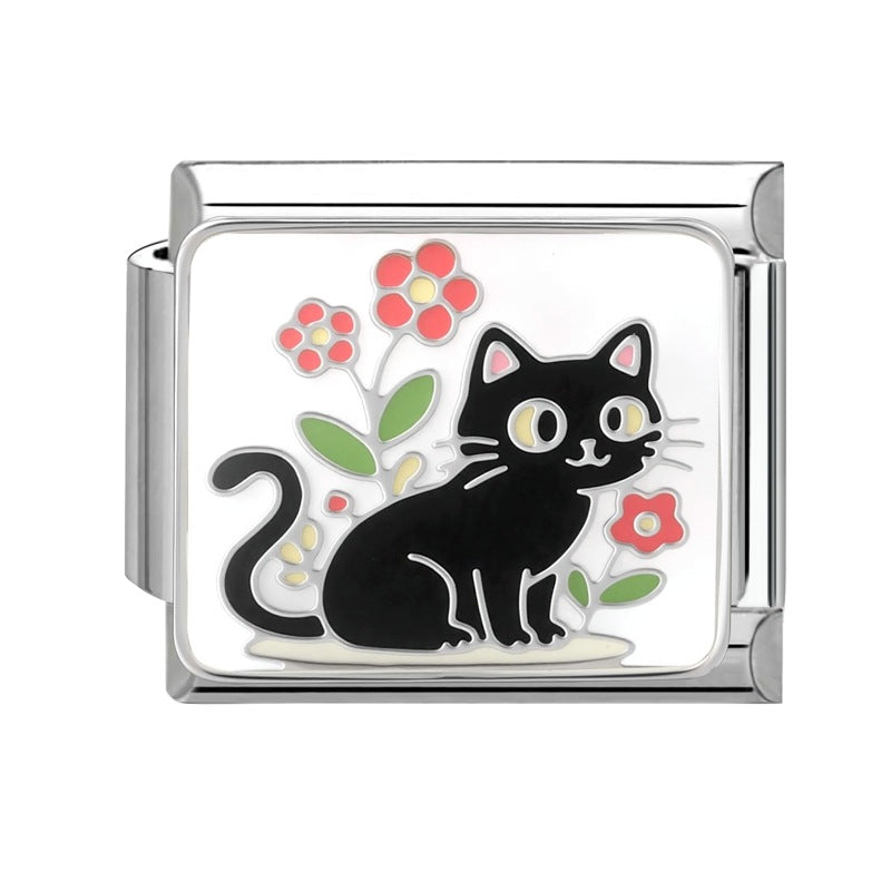 Wholesale  9mm Italian Charm Starter Bracelets DIY square Single Section Creative Stainless Steel Composable Bracelet