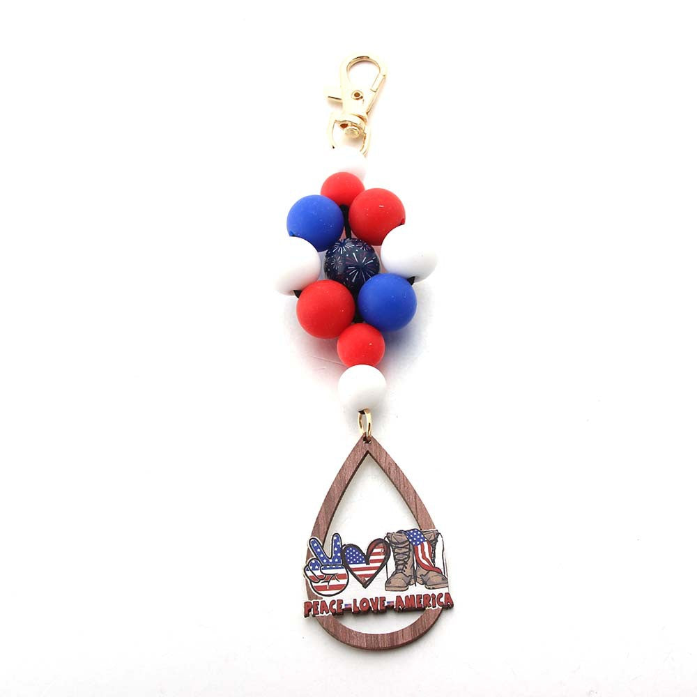 Wholesale American Independence Day Silicone Beaded Keychain ACC-KC-JinAn006