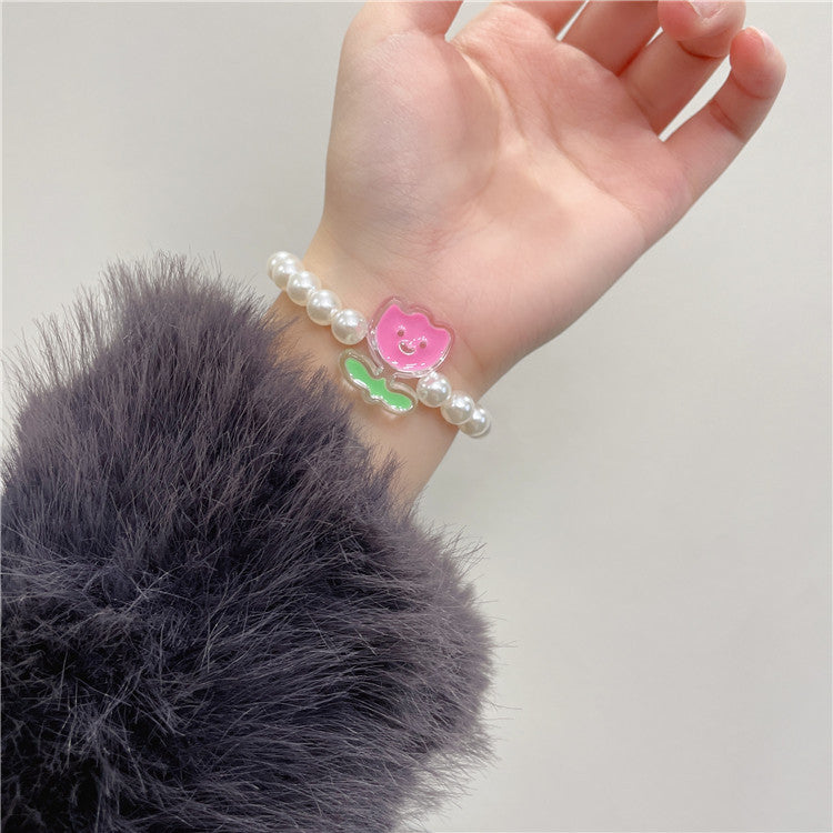 Wholesale Cartoon cute bear cute  pearl bracelet necklace