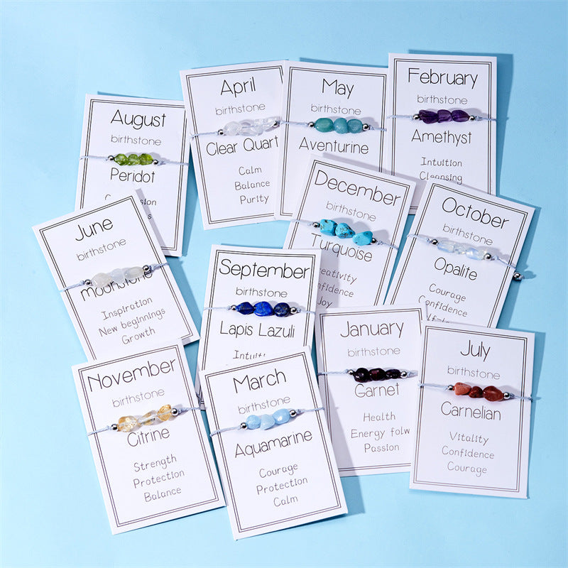 Wholesale Birthstone Girls' Bracelets Hand-Woven Adjustable Bracelets