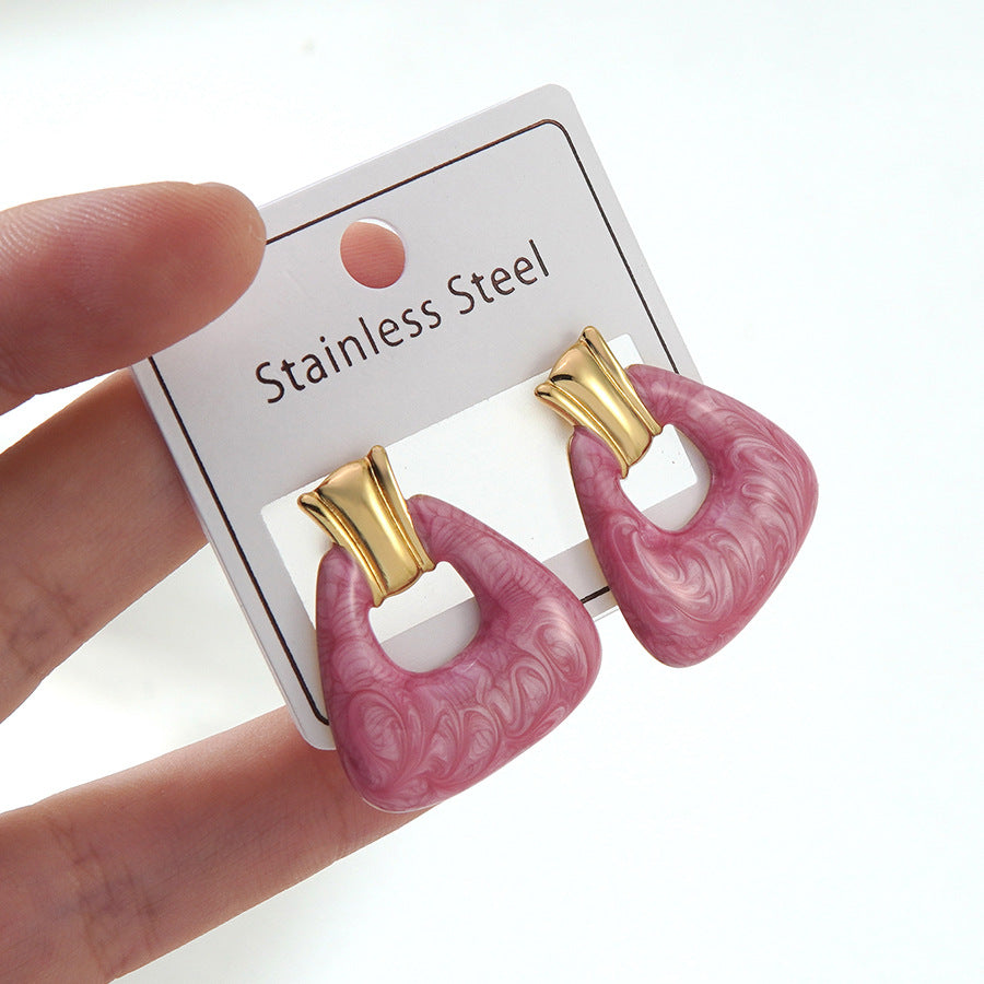 Wholesale Stainless Steel Oil-Drip Earrings,  Petal Flower Butterfly Design,  Stylish Fashion Accessory for Party Wear