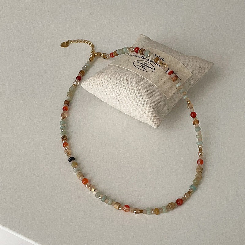 Wholesale Colorful Light Luxury Turquoise and Pearl Beaded Clavicle Necklace