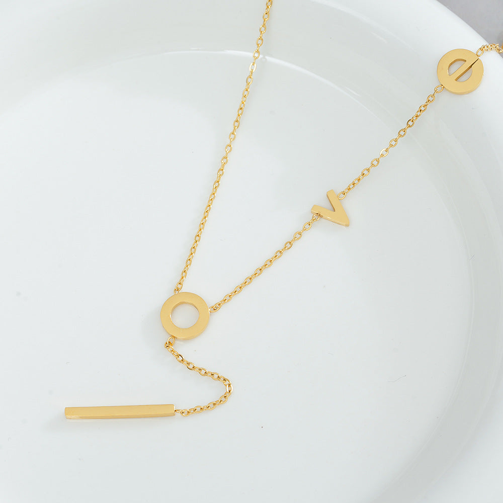 Wholesale Titanium Steel Love Letter Pendant Necklace,  Simple Clavicle Chain Fashion Accessory for Resale