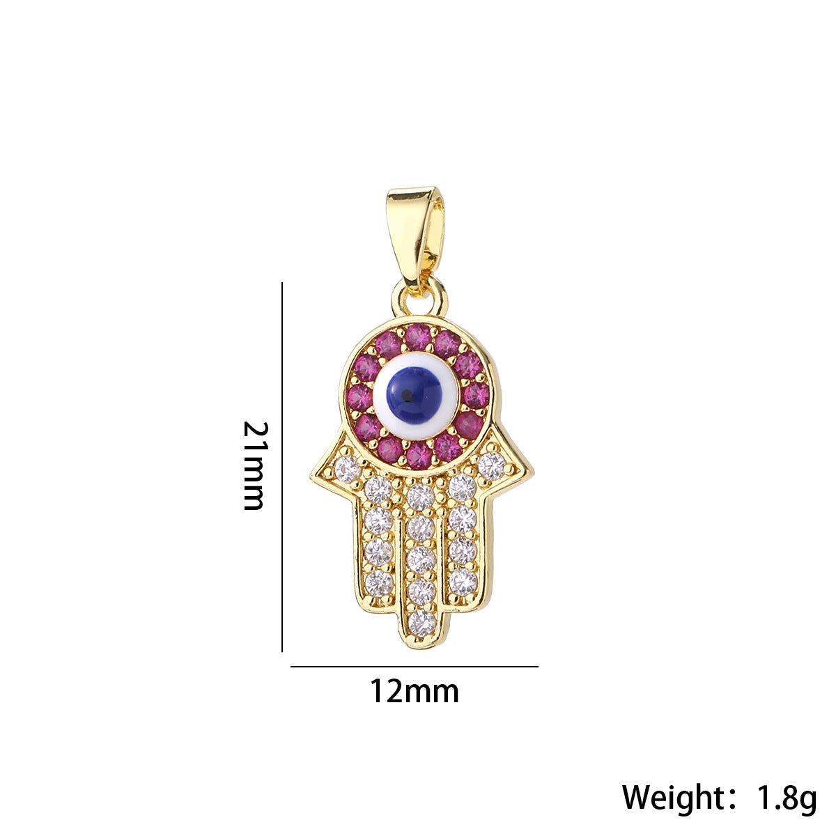 Wholesale Gold Tone Evil Eye Hamsa Hand Pendant Micro Zircon DIY Necklace Charm For Jewelry Making Boutique Resale